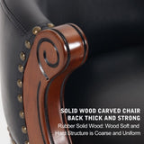 Seat height 29.5'' Cow top Leather Wooden Bar Stools, 360 Degree Swivel Bar Height Chair with Backs W2195P268321