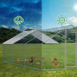 ZUN 20 x 10 ft Large Metal Chicken Coop, Walk-in Poultry Cage Chicken Hen Run House with Waterproof 26549871
