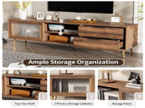 Modern TV Stand for 75" TV, TV Console with 2 Glass Doors, Entertainment Center with 2 Drawers & 53145432