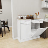 ZUN Two Drawers and Two-Compartment Tilt-Out Trash Cabinet Kitchen Trash Cabinet-White W282P160454