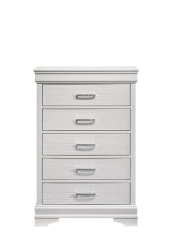 ZUN Modern 5 Drawers Chest made with Wood in White 733569342808