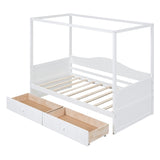 Twin Size Canopy Day Bed with 2 Drawers, White WF309172AAK