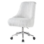 ZUN White and Chrome Swivel Office Chair B062P185681