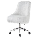 ZUN White and Chrome Swivel Office Chair B062P185681