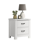 ZUN Modern bedroom Furniture 1pc White 2-Drawer Nightstand Bedside Table Black Handles B011P194282