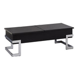 Black High Gloss and Chrome Coffee Table with Lift Top B062P181356