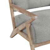 Modern Tufted Back Accent Chair 1pc Gray Upholstery Antique Finish Solid Rubberwood Unique Design B011P182499