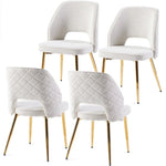 ZUN Off White Boucle Dining Chairs with Metal Legs and Hollow Back Upholstered Dining Chairs Set of 4 W1516P155020