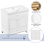 ZUN 30" Bathroom Vanity with Sink, Bathroom Cabinet with Two Doors and One Drawer, White 53306359