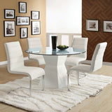 Set of 2 Padded White Leatherette Side Chiars in Chrome Finish B016P156853