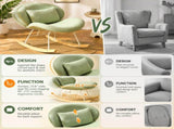 25.59"W x 33.66"D x 29.53"H Indoor Teddy Fabric Rocking Chair, Soft Fluffy Lounge Rocker with White 02558907