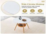 31.5-inch diameter circular dining table, white MDF vacuum formed tabletop, solid wood legs, with W1151P431133