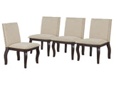 TREXM Set of 4 Dining chairs Wood Upholstered Fabirc Dining Room Chairs with Nailhead WF291264AAP
