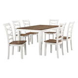 Cherry and White Finish 7pc Dining Set Table and 6 Side Chairs Set Double X-Back Design Wooden B011P188434