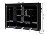 67" Clothes Closet Portable Wardrobe Clothes Storage Rack 12 Shelves 4 Side Pockets Black 90329775