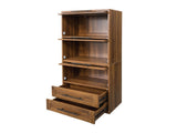 Tall Kitchen Pantry Cabinet with Glass Doors, 2 Drawers, Freestanding Storage Organizer for Kitchen, W331P533616