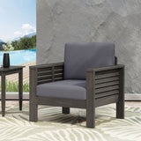 Outdoor Acacia Wood Club Chairs with Cushions, Dark Gray, 27.75"D x 32"W x 27.75"H 70692.00DGRY