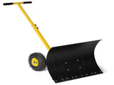 24" x 18" Manual Snow Pusher with T-Handle, Black Blade, Yellow Shaft & Yellow Wheel Hub, Iron 70501121