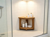 Corner Shower Bench 16.5" Height 12.8" Radius, 350 LBS Capacity with Storage Shelf, Water 00438793
