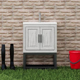 24" Bathroom Vanity White Ceramic Sink & Hot and Cold Faucet , Freestanding Bathroom Cabinet W688P224402