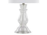 Bishop 24" Contemporary Glass Table Lamp in Clear Seeded Glass, Brushed Nickel and White Linen Shade B202P224033