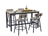 Bar Table Set with 4 Bar stools PU Soft seat with backrest, Grey, 47.24'' L x 23.62'' W x 35.43'' H 17125844