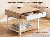 Side End Table, Nightstand, Bedside Table with Drawer and Storage Shelves, Sofa Table for Living 93663726