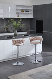 Set of 2 Bar Stools,with Chrome Footrest and Base Swivel Height Adjustable Mechanical Lifting Velvet W1249P247740
