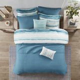 8 Piece Printed Seersucker Comforter and Quilt Set Collection Aqua Full/Queen B03597256