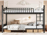 Queen over Queen Metal Bunk Bed with Unique Curved Guardrail Design, Round Tube bunk bed Frame, No 56659198