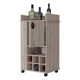 Farson Bar Cart with 2-Side Shelf, 6-Built In Wine Rack and Casters B128P176136