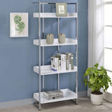 Glossy White 4-Shelf Open Back Bookcase B062P153766