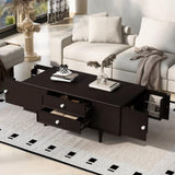 U-Can Modern Rectangle Coffee Table with Four Drawers, Two Side Hidden Storage Compartments, 47.2" N724P286418D