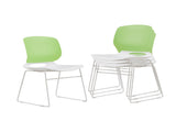 Modern stackable chair set of 4, with color combination of white and green, polypropylene seats and W3788P368527