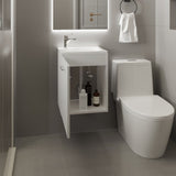 Saju Floating, Wide One-Door Cabinet Vanity, With Resin Sink And One Shelf, Bathroom Storage, White B200P335387