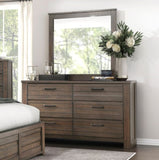 ZUN Rustic Style 1pc Dark Brown Dresser of 6x Drawers Black Metal Hardware Wooden Bedroom Furniture B011P228131