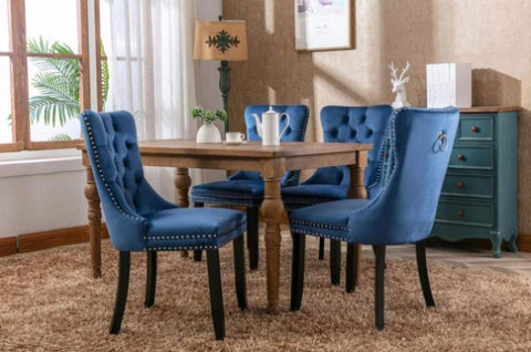 Modern, High-end Tufted Solid Wood Contemporary Velvet Upholstered Dining Chair with Wood Legs 93951433