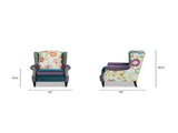 Anya Boho Chic Wingback Accent Arm Chair, Floral & Leopard, Blue-Teal & Purple Velvet B2719P238251