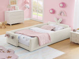 Twin Size Upholstered Platform Bed with Cute Rabbit Ear Shaped Headboard, with Safety Rail and W1413P307369