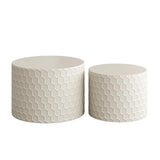 Stylish and Minimalist Nesting Coffee Table Set with Honeycomb Design, Modern Round Coffee Table, W757P206008