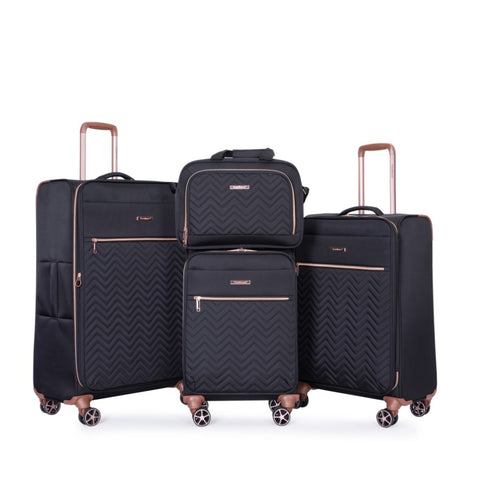 ZUN 4-Piece Set ,Softshell Suitcase Spinner Wheels Terylene Sets Carry On Suitcase W284P154704