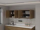 Luray Wall Cabinet kitchen in Melamine wit 4 Doors and Open Storage, Natural Oak B128P287518
