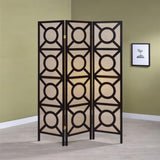 Tan and Cappuccino Circle Pattern 3-Panel Folding Screen B062P153652