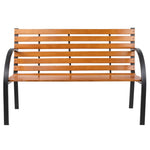 ZUN 48" Hardwood Slotted Steel Cast Iron Frame Outdoor Patio Garden Bench Park Seat 76069296