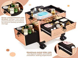2-in-1 vanity case with sliding front drawer, flat left drawer, detachable caster wheels, aluminum, 06533601