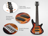 Full Size GIB 6 String H-H Pickup Electric Bass Guitar Bag Strap Pick Connector Wrench Tool Sunset 49547544