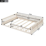 Wood Full Size Upholstered Platform Bed with Guardrail and Pillow, Beige WF323090AAA