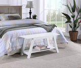 Elyz Solid Wood Bench with Shelf, 36.10-Inch Long, White T2574P164602