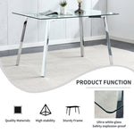 ZUN Glass Dining Table Modern Minimalist Rectangular for 4-6 with 0.31" Tempered Glass Tabletop and 78757052