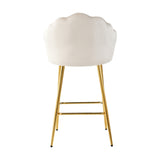 Shell shape off white velvet bar chair, gold-plated metal chair legs, suitable for coffee shop, bar, W210P224255